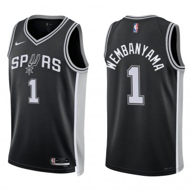 Spurs #1 Victor Wembanyama Black Swingman Jersey