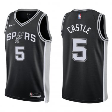 Spurs #5 Stephon Castle Black Swingman Jersey