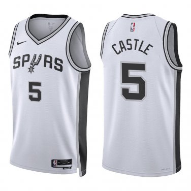 Spurs #5 Stephon Castle White Swingman Jersey