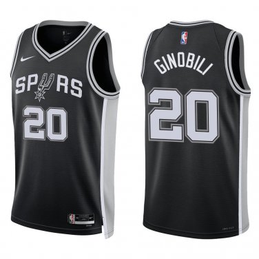 Spurs #20 Manu Ginobili Black Swingman Jersey
