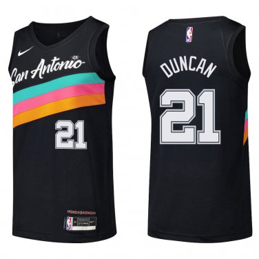 Spurs #21 Tim Duncan Black Rainbow Swingman Jersey