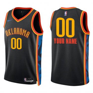 Thunder #00 Custom Name And Number Navy City Swingman Jersey