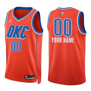 Thunder #00 Custom Name And Number Orange Swingman Jersey