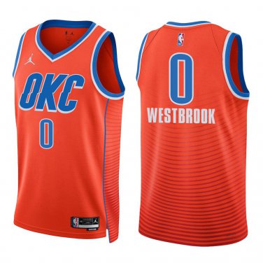 Thunder #0 Russell Westbrook Orange Swingman Jersey