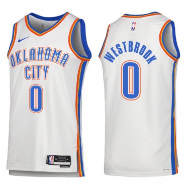 Thunder #0 Russell Westbrook White Swingman Jersey
