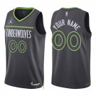 Timberwolves #00 Custom Name And Number Black Statement Swingman Jersey