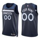 Timberwolves #00 Custom Name And Number Navy Swingman Jersey