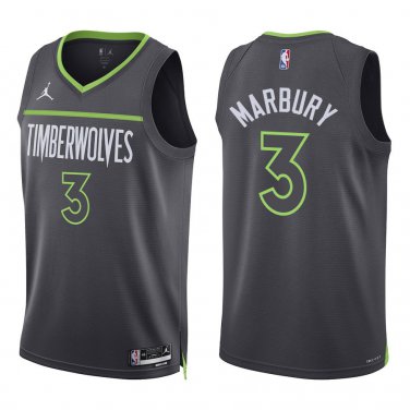 Timberwolves #3 Stephon Marbury Black Statement Swingman Jersey