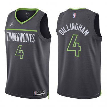 Timberwolves #4 Rob Dillingham Black Statement Swingman Jersey