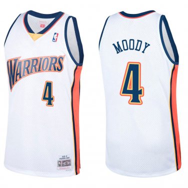 Warriors #4 Moses Moody White Throwback Swingman Jersey