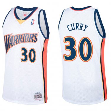 Warriors #30 Stephen Curry White Throwback Swingman Jersey
