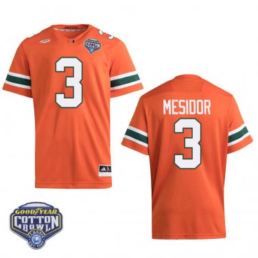 Miami Hurricanes #3 Akheem Mesidor Orange Stitched Jersey Cotton Bowl