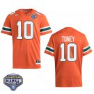 Miami Hurricanes #10 Malachi Toney Orange Stitched Jersey Cotton Bowl Miami Hurricanes #10 Malachi Toney Orange Stitched Jersey Cotton Bowl