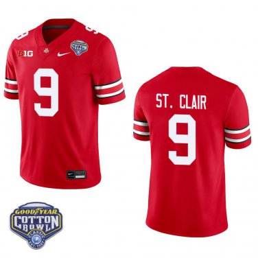 Ohio State Buckeyes #9 Tavien St. Clair Red Stitched Jersey Cotton Bowl