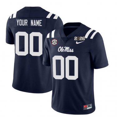 Ole Miss Rebels #00 Custom Navy 2026 Championship Jersey