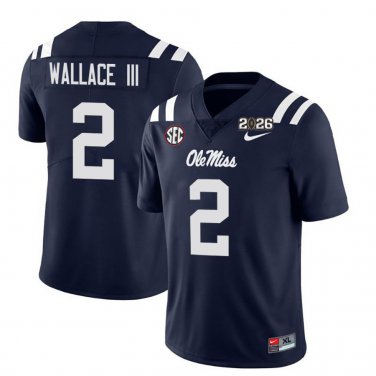 Ole Miss Rebels #2 Harrison Wallace III Navy 2026 Championship Jersey