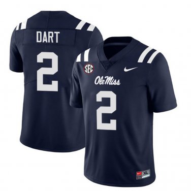Ole Miss Rebels #2 Jaxson Dart Navy Stitched Jersey