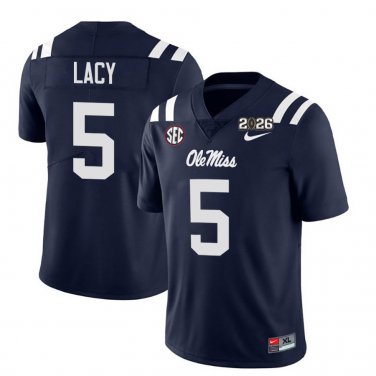 Ole Miss Rebels #5 Kewan Lacy Navy 2026 Championship Jersey