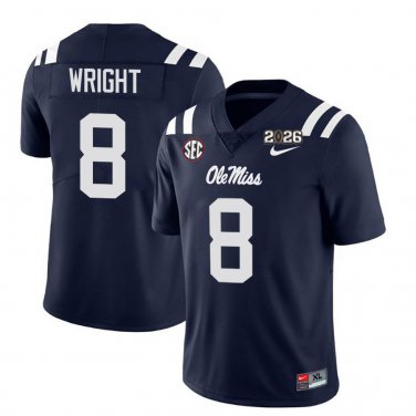 Ole Miss Rebels #8 Dae'Quan Wright Navy 2026 Championship Jersey