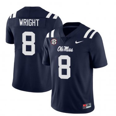 Ole Miss Rebels #8 Dae'Quan Wright Navy Stitched Jersey