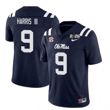 Ole Miss Rebels #9 Tre Harris III Navy 2026 Championship Jersey