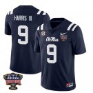 Ole Miss Rebels #9 Tre Harris III Navy Stitched Jersey Sugar Bowl