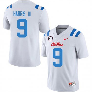 Ole Miss Rebels #9 Tre Harris III White Stitched Jersey