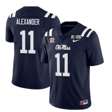 Ole Miss Rebels #11 Deuce Alexander Navy 2026 Championship Jersey