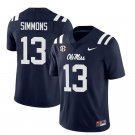 Ole Miss Rebels #13 Austin Simmons Navy Stitched Jersey