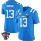 Ole Miss Rebels #13 Austin Simmons Royal Blue Stitched Jersey Sugar Bowl