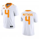 Tennessee Volunteers #4 Mike Matthews White Stitched Jersey