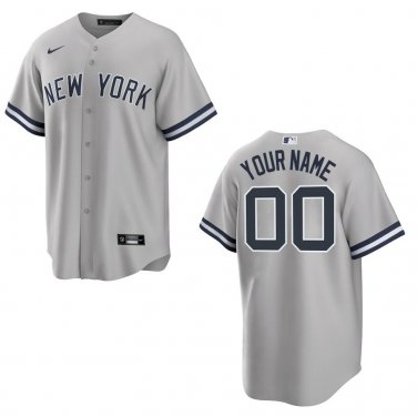 Yankees #00 Custom Name And Number Gray Stitched Jersey