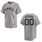 Yankees #00 Custom Name And Number Gray Throwback Stitched Jersey