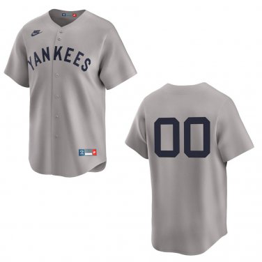 Yankees #00 Custom Name And Number Gray Throwback Stitched Jersey No Name