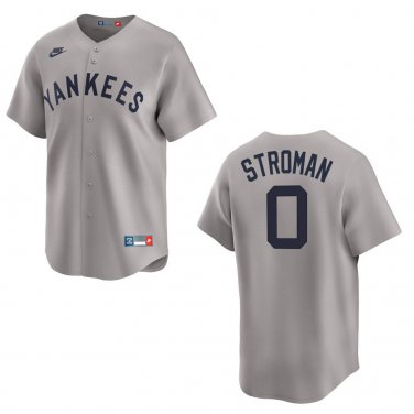 Yankees #0 Marcus Stroman Gray Throwback Stitched Jersey