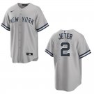 Yankees #2 Derek Jeter Gray Stitched Jersey