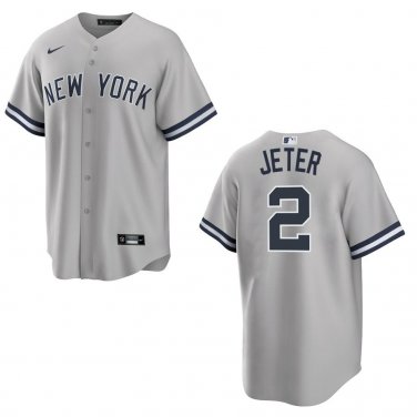 Yankees #2 Derek Jeter Gray Stitched Jersey
