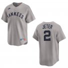 Yankees #2 Derek Jeter Gray Throwback Stitched Jersey