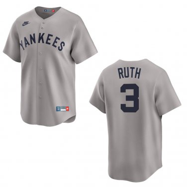 Yankees #3 Babe Ruth  Gray Throwback Stitched Jersey
