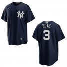 Yankees #3 Babe Ruth  Navy Stitched Jersey
