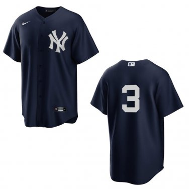 Yankees #3 Babe Ruth  Navy Stitched Jersey No Name