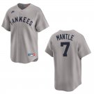 Yankees #7 Mickey Mantle  Gray Throwback Stitched Jersey