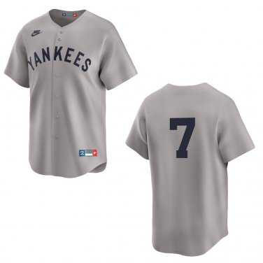 Yankees #7 Mickey Mantle  Gray Throwback Stitched Jersey No Name