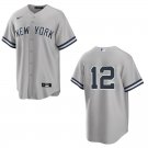 Yankees #12 Trent Grisham Gray Stitched Jersey No Name