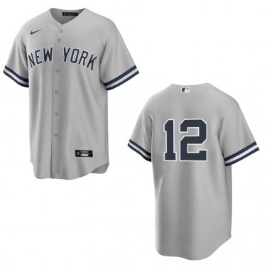 Yankees #12 Trent Grisham Gray Stitched Jersey No Name