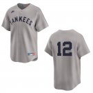Yankees #12 Trent Grisham Gray Throwback Stitched Jersey No Name