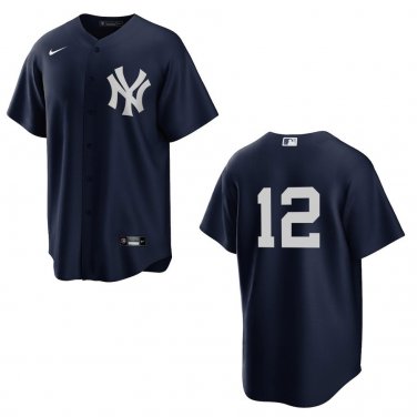 Yankees #12 Trent Grisham Navy Stitched Jersey No Name