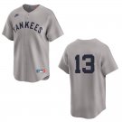 Yankees #13 Jazz Chisholm Gray Throwback Stitched Jersey No Name