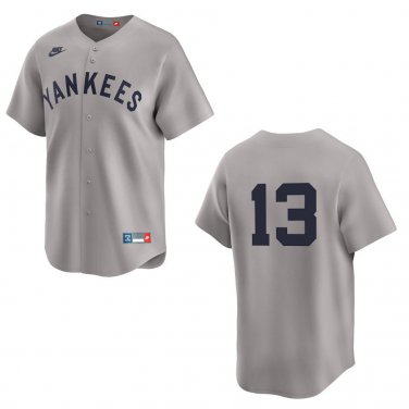 Yankees #13 Jazz Chisholm Gray Throwback Stitched Jersey No Name