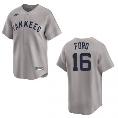 Yankees #16 Whitey Ford Gray Throwback Stitched Jersey